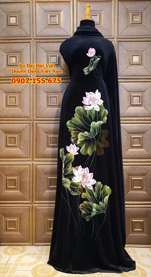 Vải Áo Dài Thái Tuấn Vẽ Hoa Sen AD VE151122_13 1
